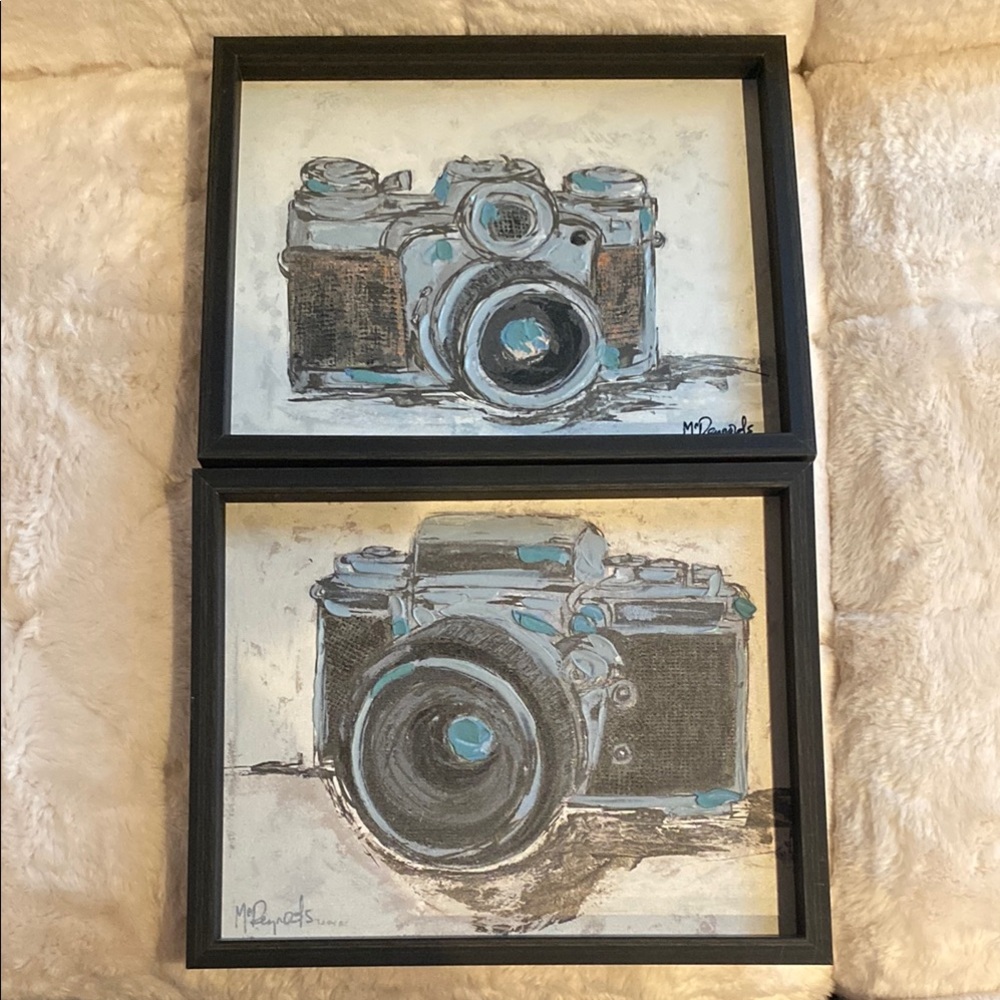 Set of 2 Camera Art Prints in Black Frames